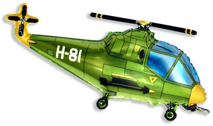 Шар (38''/97 см) Фигура, Вертолет, Зеленый - в магазине «ШарикClub»