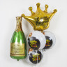 Шар (30''/76 см) Фигура, Корона, С Днем Рождения, Золото - в магазине «ШарикClub»