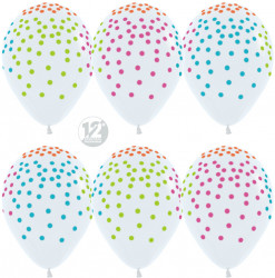 Воздушный шар (12''/30 см) Разноцветное конфетти, Прозрачный (390), кристалл, 5 ст