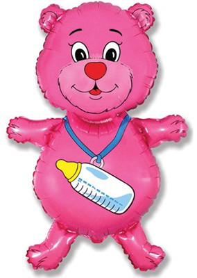 Шар (37''/94 см) Фигура, Медвежонок-девочка, Розовый - в магазине «ШарикClub»