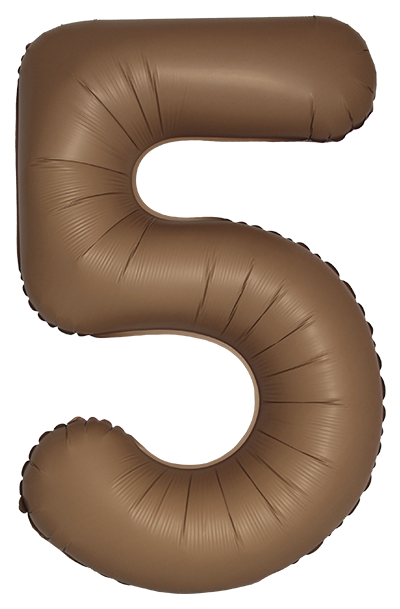 Шар (40''/102 см) Цифра, 5 Slim, Шоколад, Матовый - в магазине «ШарикClub»