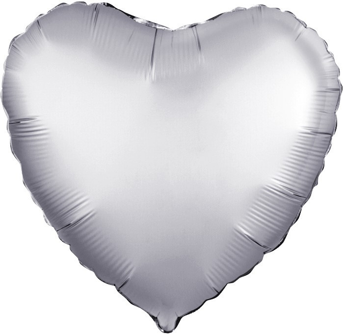 Шар (19''/48 см) Сердце, Платина, Сатин - в магазине «ШарикClub»