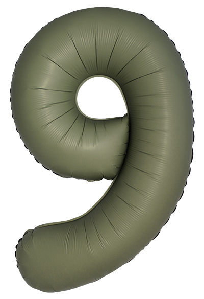 Шар (40''/102 см) Цифра, 9 Slim, Оливковый, Матовый