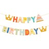 Гирлянда Happy Birthday (разноцветные буквы и короны), с блестками, 200 см