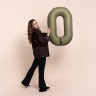 Шар (40''/102 см) Цифра, 0 Slim, Оливковый, Матовый