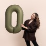 Шар (40''/102 см) Цифра, 0 Slim, Оливковый, Матовый