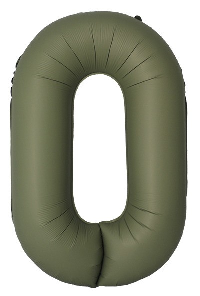 Шар (40''/102 см) Цифра, 0 Slim, Оливковый, Матовый