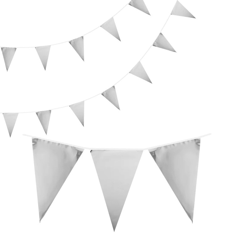 Гирлянда Флажки, 20*30 см*20 шт, 10 м, Серебро, Металлик