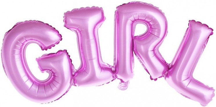 Фольгированный шар (44''/112 см) Фигура, Надпись "Girl", Розовый - в магазине «ШарикClub»