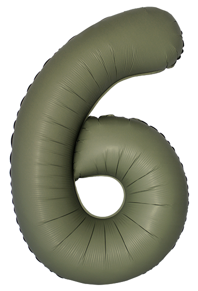 Шар (40''/102 см) Цифра, 6 Slim, Оливковый, Матовый - в магазине «ШарикClub»