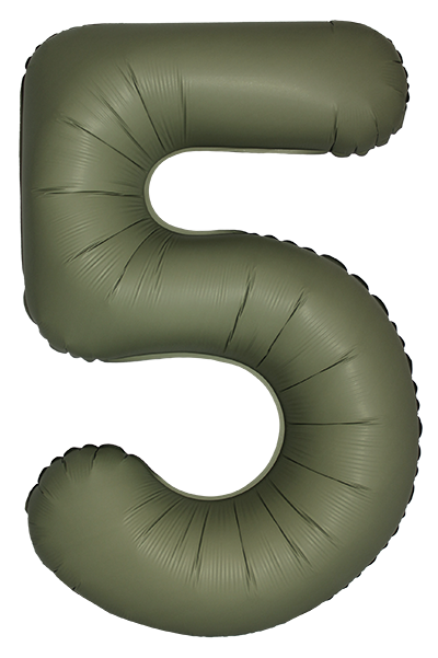 Шар (40''/102 см) Цифра, 5 Slim, Оливковый, Матовый