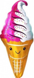 Шар (47''/119 см) Фигура, Мороженое, Вафельный рожок, Розовый/Белый