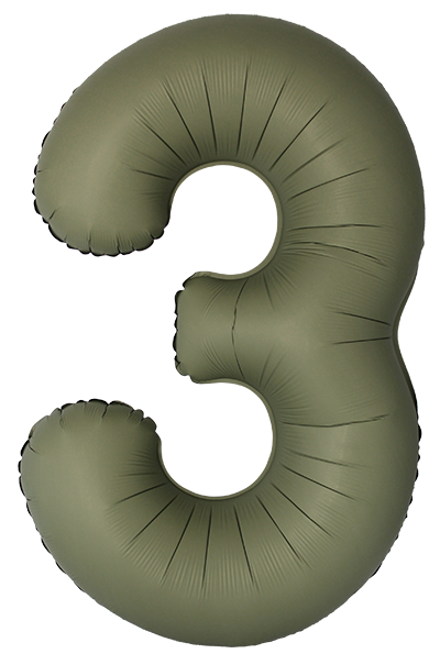 Шар (40''/102 см) Цифра, 3 Slim, Оливковый, Матовый