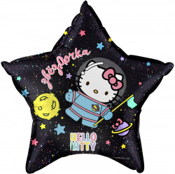 Шар (22''/56 см) Звезда, Hello Kitty, Космонавт, Черный