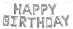 Набор шаров-букв (16''/41 см) , Надпись "Happy Birthday", Серебро