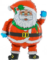 Шар (29''/74 см) Фигура, Дед Мороз в очках, Красный