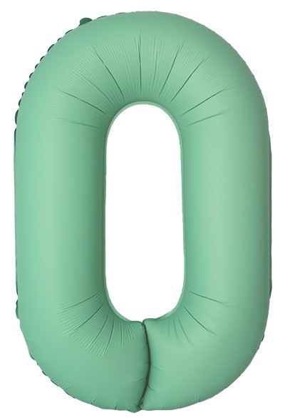 Шар (40''/102 см) Цифра, 0 Slim, Мятный, Матовый