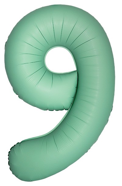 Шар (40''/102 см) Цифра, 9 Slim, Мятный, Матовый