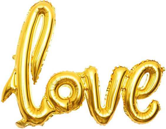 Шар (41''/104 см) Фигура, Надпись "Love", Золото - в магазине «ШарикClub»