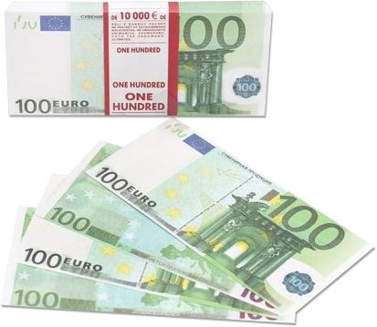 Деньги для выкупа, 100 Евро, 16*7 см, 98 шт. - в магазине «ШарикClub»