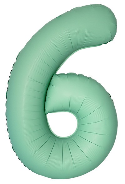 Шар (40''/102 см) Цифра, 6 Slim, Мятный, Матовый