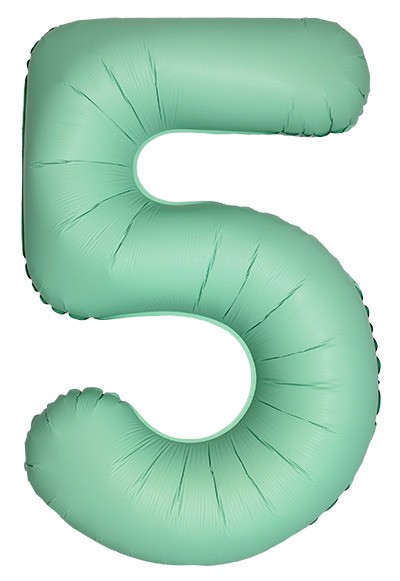 Шар (40''/102 см) Цифра, 5 Slim, Мятный, Матовый