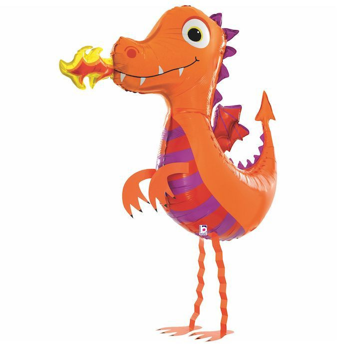 Шар (37''/94 см) Ходячая Фигура, Маленький дракон, Оранжевый - в магазине «ШарикClub»