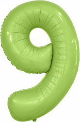 Шар (40''/102 см) Цифра, 9 Slim, Фисташка, Сатин
