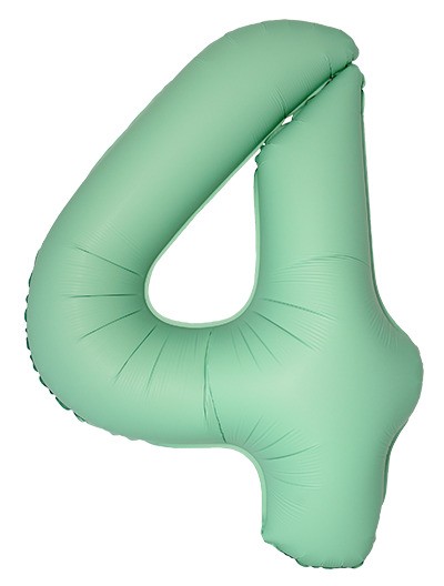 Шар (40''/102 см) Цифра, 4 Slim, Мятный, Матовый