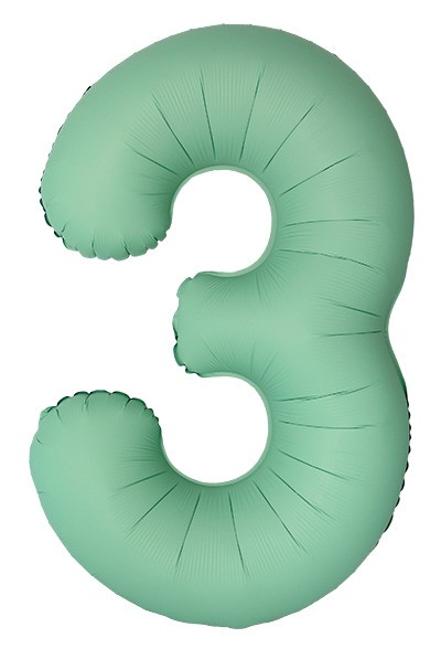 Шар (40''/102 см) Цифра, 3 Slim, Мятный, Матовый