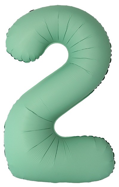 Шар (40''/102 см) Цифра, 2 Slim, Мятный, Матовый