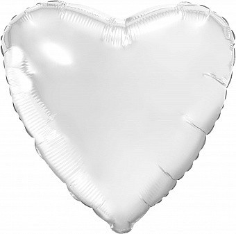 Шар (19''/48 см) Сердце, Белый блеск - в магазине «ШарикClub»