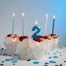 Свечи Гармония, Голубой микс, с блестками, 14,5 см, 12 шт. с держат.
