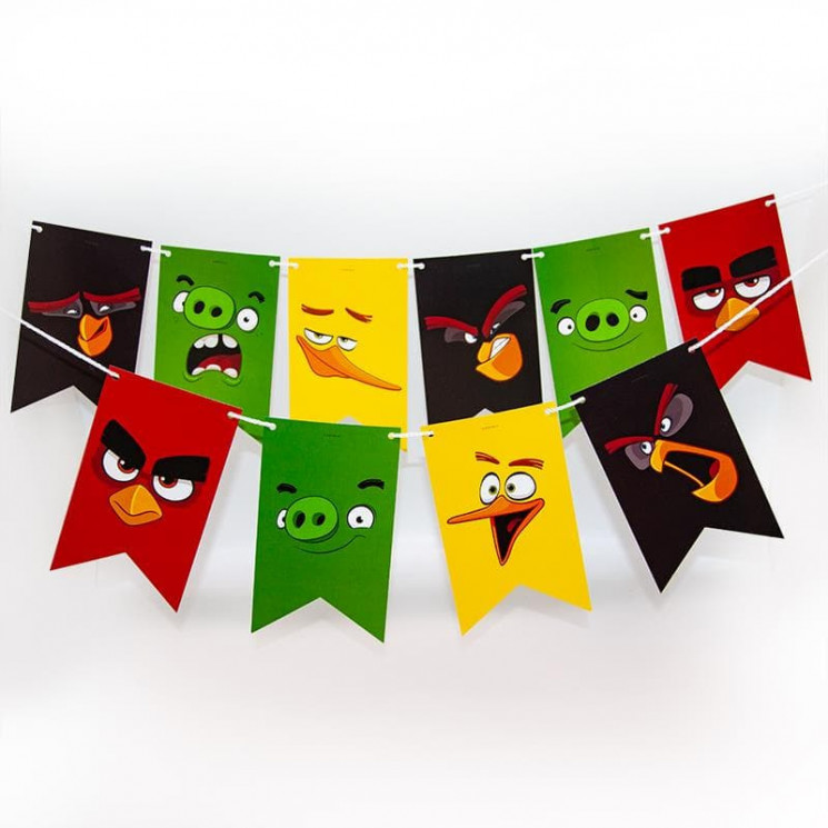 Гирлянда Флажки, Angry Birds, 300 см - в магазине «ШарикClub»
