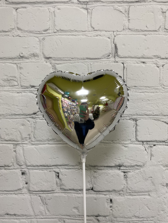 Шар (10''/25 см) Мини-сердце, Серебро - в магазине «ШарикClub»