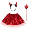 Набор (ободок, юбочка, волшебная палочка), Чертенок, Красный, Металлик
