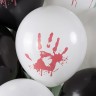 Шар (12''/30 см) Кровавые ладошки, Черный/Белый, пастель, 2 ст