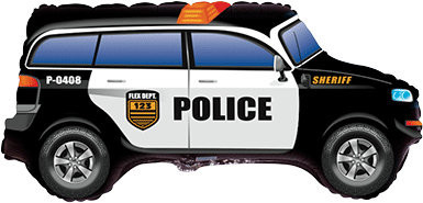 Шар (33''/84 см) Фигура, Полицейская машина, Черный - в магазине «ШарикClub»