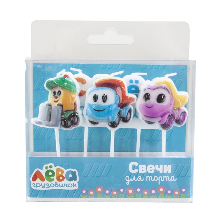 Свечи Грузовичок Лёва, 7 см, 4 шт. с держат.
