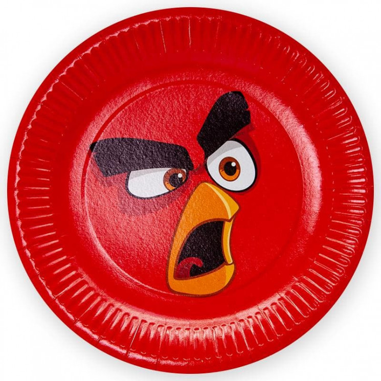 Тарелки (9''/23 см) Angry Birds, Красный, 6 шт. - в магазине «ШарикClub»