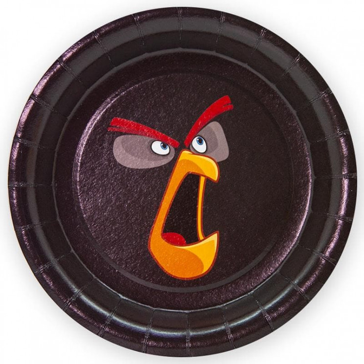 Тарелки (7''/18 см) Angry Birds, Черный, 6 шт. - в магазине «ШарикClub»