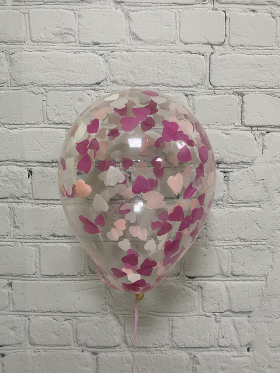 Шар с конфетти тишью, Сердца, Розовый микс, 2,5 см - в магазине «ШарикClub»