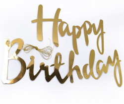 Гирлянда-буквы, Happy Birthday, Золото