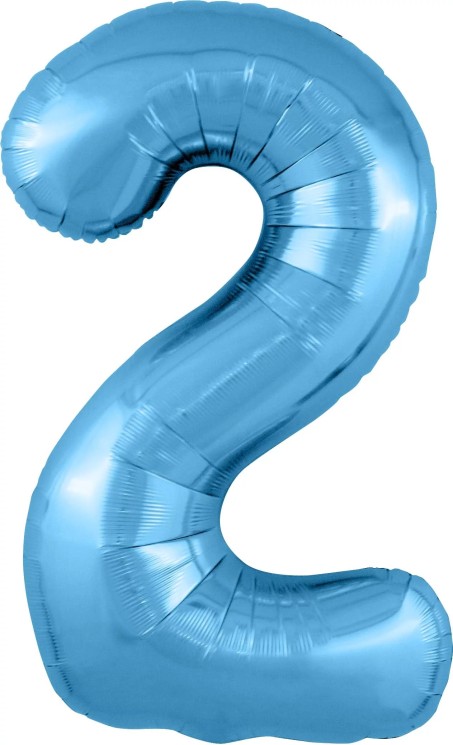 Шар (40''/102 см) Цифра, 2 Slim, Голубой - в магазине «ШарикClub»