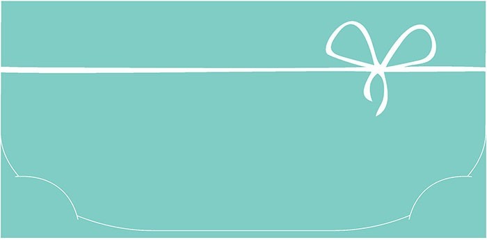 Конверт для денег, Изящный бантик, Бирюзовый