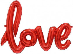 Шар (41''/104 см) Фигура, Надпись "Love", Красный
