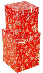 Коробка, Новогодние подарки, Красная (11*11*12 см)