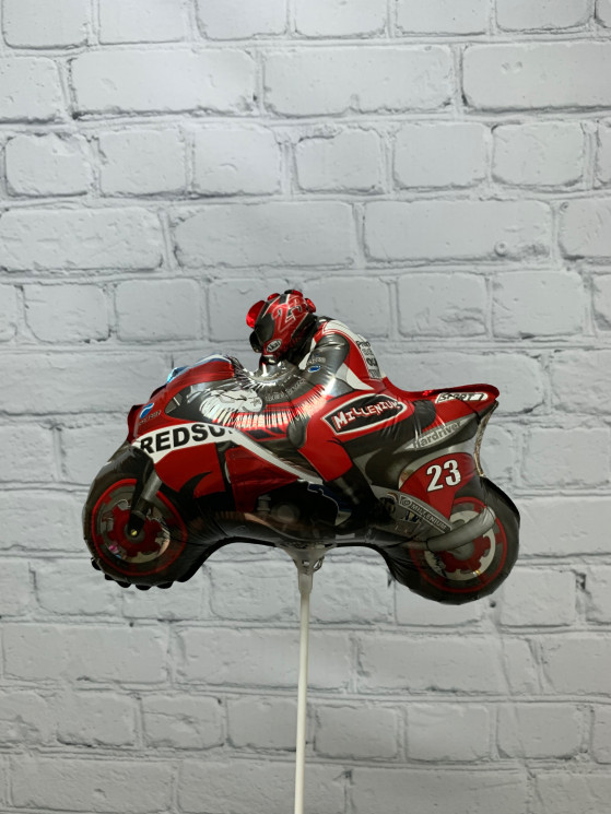 Шар (12''/30 см) Мини-фигура, Мотоцикл, Красный - в магазине «ШарикClub»